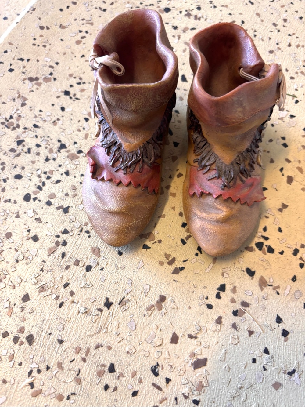 ceramic moccasin western boots Decor